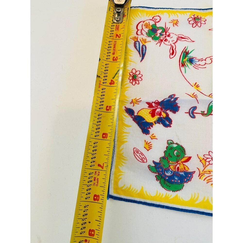 Vintage Child's Hankie from the 1940s, The Picnic Whimsical Novelty Print Hankie - Picture 8 of 8